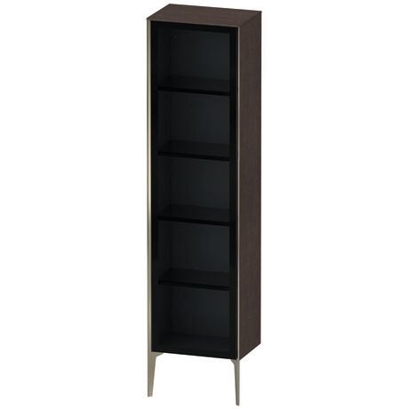 Tall cabinet, XV1376RB172 Hinge position: Right, Front: Parsol grey, Corpus: Brushed dark oak Matt, Real wood veneer, Profile colour: Champagne, Profile: Champagne