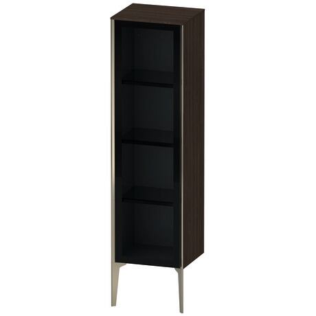 Semi-tall cabinet, XV1367RB169 Hinge position: Right, Front: Parsol grey, Corpus: Brushed walnut Matt, Real wood veneer, Profile colour: Champagne, Profile: Champagne