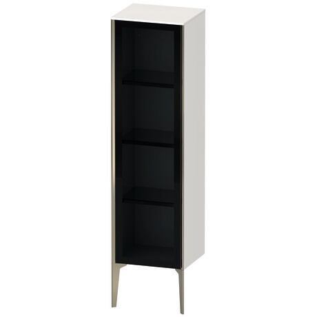 Semi-tall cabinet, XV1367RB185 Hinge position: Right, Front: Parsol grey, Corpus: White High Gloss, Lacquer, Profile colour: Champagne, Profile: Champagne