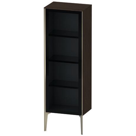 Semi-tall cabinet, XV1368RB169 Hinge position: Right, Front: Parsol grey, Corpus: Brushed walnut Matt, Real wood veneer, Profile colour: Champagne, Profile: Champagne
