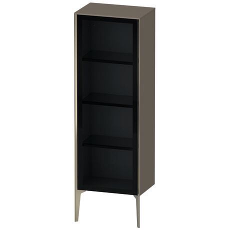 Semi-tall cabinet, XV1368RB189 Hinge position: Right, Front: Parsol grey, Corpus: Flannel Grey High Gloss, Lacquer, Profile colour: Champagne, Profile: Champagne