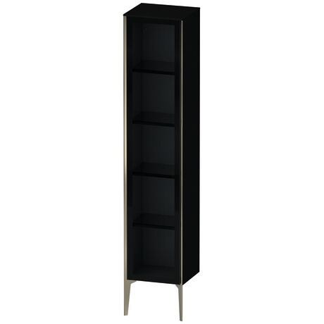 Tall cabinet, XV1375LB140 Hinge position: Left, Front: Parsol grey, Corpus: Black High Gloss, Lacquer, Profile colour: Champagne, Profile: Champagne