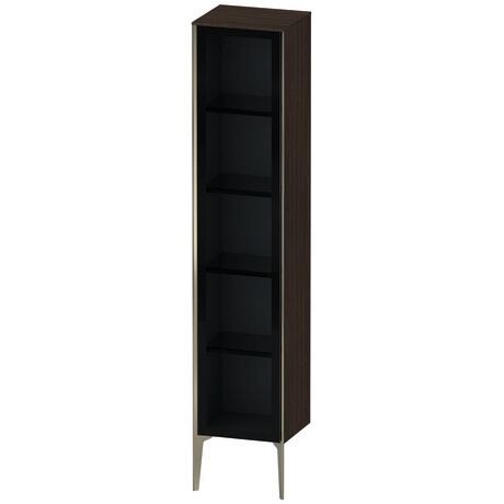 Tall cabinet, XV1375LB169 Hinge position: Left, Front: Parsol grey, Corpus: Brushed walnut Matt, Real wood veneer, Profile colour: Champagne, Profile: Champagne
