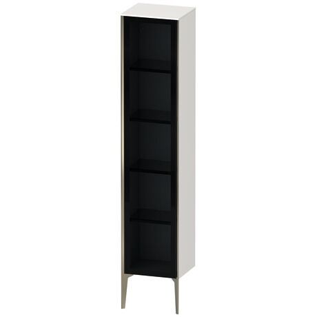 Tall cabinet, XV1375RB122 Hinge position: Right, Front: Parsol grey, Corpus: White High Gloss, Decor, Profile colour: Champagne, Profile: Champagne