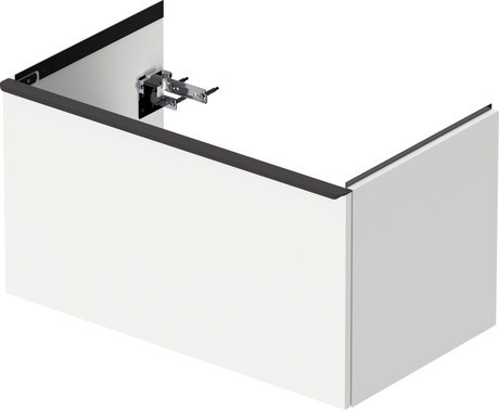 Meuble sous lavabo suspendu, DE426201818 Blanc mat, Décor, Poignée Noir diamant