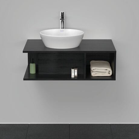 Meuble sous lavabo suspendu pour plan de toilette, DE492801616 Chêne noir mat, Décor