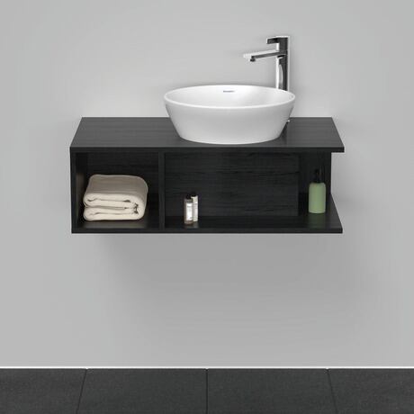 Meuble sous lavabo suspendu pour plan de toilette, DE493801616 Chêne noir mat, Décor
