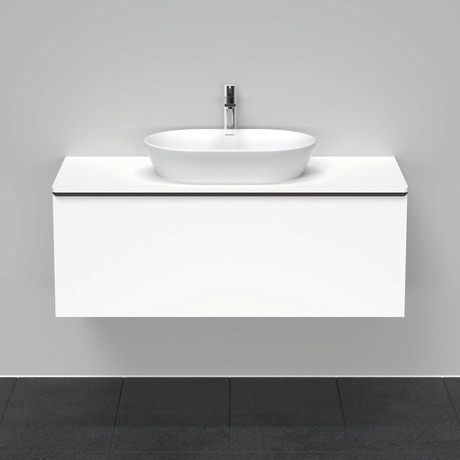 Meuble sous lavabo suspendu pour plan de toilette, DE494901818 Blanc mat, Décor, Poignée Noir diamant
