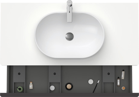 Meuble sous lavabo suspendu pour plan de toilette, DE494901818 Blanc mat, Décor, Poignée Noir diamant