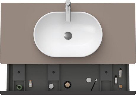 Meuble sous lavabo suspendu pour plan de toilette, DE494904343 Basalte mat, Décor, Poignée Noir diamant