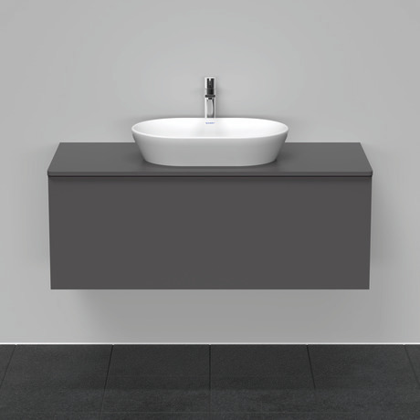 Meuble sous lavabo suspendu pour plan de toilette, DE494904949 Graphite mat, Décor, Poignée Noir diamant