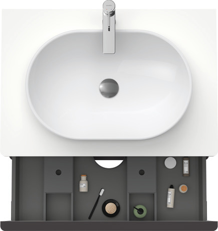 Meuble sous lavabo suspendu pour plan de toilette, DE496701818 Blanc mat, Décor, Poignée Noir diamant