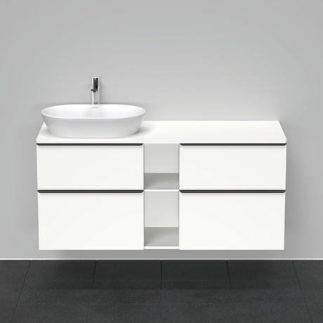 Meuble sous lavabo suspendu pour plan de toilette, DE4970L1818 Blanc mat, Décor, Poignée Noir diamant