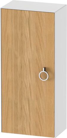 Semi-tall cabinet, WT1323LH585 Hinge position: Left, Front: Natural oak Matt, Solid wood, Corpus: White High Gloss, Lacquer