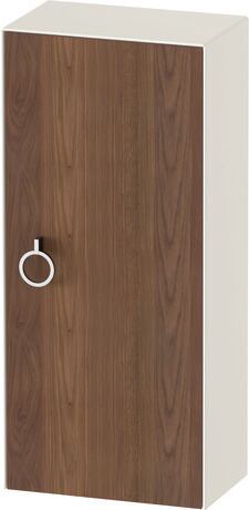 Halfhoge kast, WT1323R77H4 deurdraairichting: rechts, front: Amerikaans noten Mat, Massief hout, corpus: Nordic wit Hoogglans, Lak