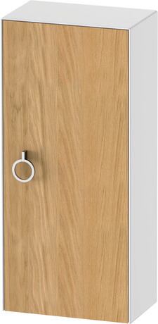 Semi-tall cabinet, WT1323RH585 Hinge position: Right, Front: Natural oak Matt, Solid wood, Corpus: White High Gloss, Lacquer