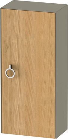 Semi-tall cabinet, WT1323RH5H2 Hinge position: Right, Front: Natural oak Matt, Solid wood, Corpus: Stone grey High Gloss, Lacquer