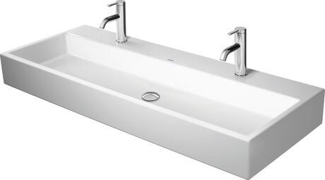 Washbasin, 2350120043 White High Gloss, Number of washing areas: 2 Middle, Number of faucet holes per wash area: 1 Left, Right, Overflow: No
