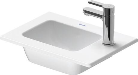 Håndvask, 0723433241 Hvid Mat satin, rektangulære, Antal vaske: 1 venstre, Antal hanehuller: 1 Højre, Overløb: Ingen