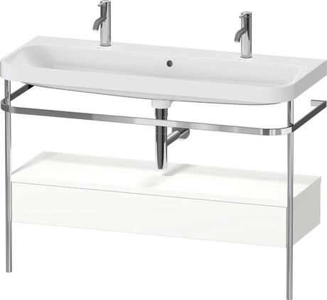 c-shaped Set with metal console and drawer, HP4854O36360000 White Satin Matt, Lacquer, Shelf material: Highly compressed MDF panel