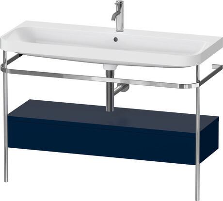 c-shaped Set with metal console and drawer, HP4844O98980000 Night blue Satin Matt, Lacquer, Shelf material: Highly compressed MDF panel
