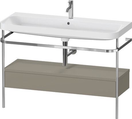 c-shaped Set with metal console and drawer, HP4844O92920000 Stone grey Satin Matt, Lacquer, Shelf material: Highly compressed MDF panel