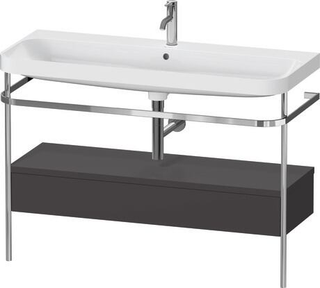 c-shaped Set with metal console and drawer, HP4844O80800000 Graphite Super Matt, Decor, Shelf material: Highly compressed three-layer chipboard