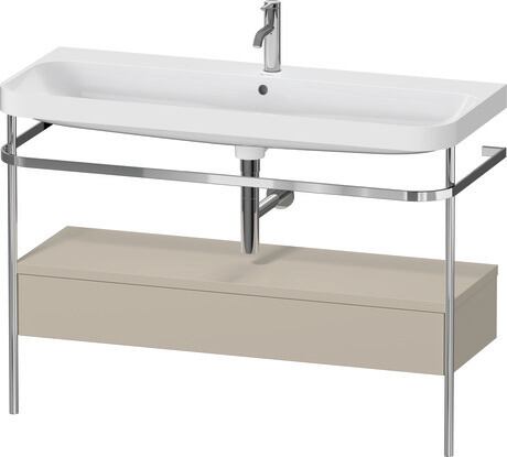 c-shaped Set with metal console and drawer, HP4844O60600000 taupe Satin Matt, Lacquer, Shelf material: Highly compressed MDF panel
