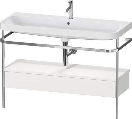 c-shaped Set with metal console and drawer, HP4844O39390000 Nordic white Satin Matt, Lacquer, Shelf material: Highly compressed MDF panel