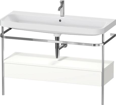c-shaped Set with metal console and drawer, HP4844O36360000 White Satin Matt, Lacquer, Shelf material: Highly compressed MDF panel