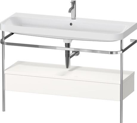 c-shaped Set with metal console and drawer, HP4844O22220000 White High Gloss, Decor, Shelf material: Highly compressed three-layer chipboard