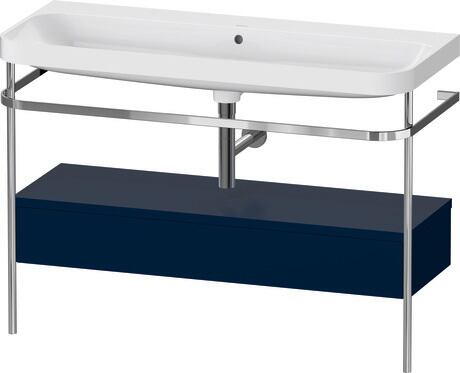 c-shaped Set with metal console and drawer, HP4844N98980000 Night blue Satin Matt, Lacquer, Shelf material: Highly compressed MDF panel
