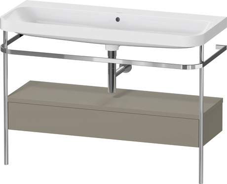 c-shaped Set with metal console and drawer, HP4844N92920000 Stone grey Satin Matt, Lacquer, Shelf material: Highly compressed MDF panel