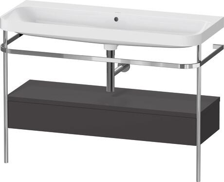 c-shaped Set with metal console and drawer, HP4844N80800000 Graphite Super Matt, Decor, Shelf material: Highly compressed three-layer chipboard
