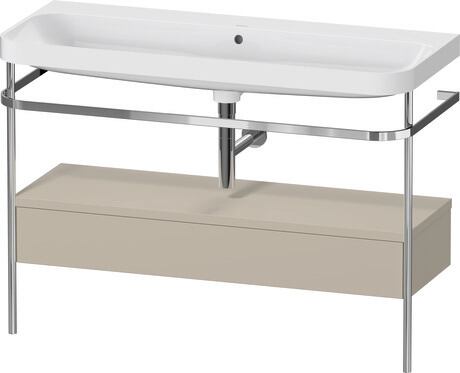 c-shaped Set with metal console and drawer, HP4844N60600000 taupe Satin Matt, Lacquer, Shelf material: Highly compressed MDF panel