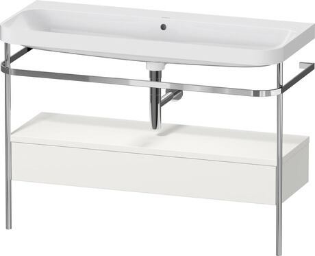 c-shaped Set with metal console and drawer, HP4844N39390000 Nordic white Satin Matt, Lacquer, Shelf material: Highly compressed MDF panel