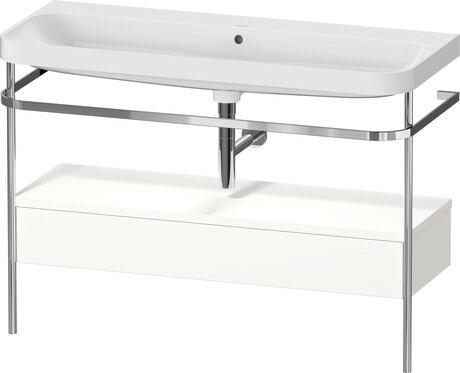 c-shaped Set with metal console and drawer, HP4844N36360000 White Satin Matt, Lacquer, Shelf material: Highly compressed MDF panel