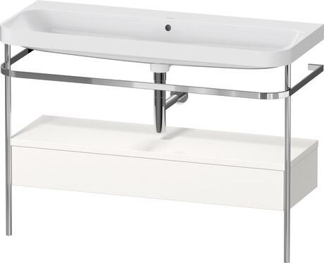 c-shaped Set with metal console and drawer, HP4844N22220000 White High Gloss, Decor, Shelf material: Highly compressed three-layer chipboard