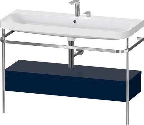 c-shaped Set with metal console and drawer, HP4844E98980000 Night blue Satin Matt, Lacquer, Shelf material: Highly compressed MDF panel