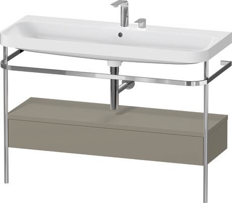 c-shaped Set with metal console and drawer, HP4844E92920000 Stone grey Satin Matt, Lacquer, Shelf material: Highly compressed MDF panel