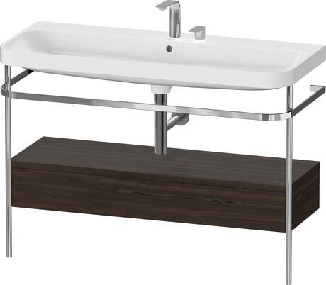 c-shaped Set with metal console and drawer, HP4844E69690000 Brushed walnut Matt, Real wood veneer, Shelf material: Highly compressed three-layer chipboard