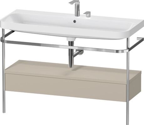 c-shaped Set with metal console and drawer, HP4844E60600000 taupe Satin Matt, Lacquer, Shelf material: Highly compressed MDF panel