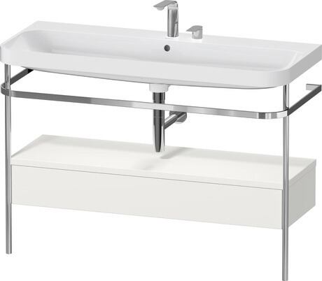c-shaped Set with metal console and drawer, HP4844E39390000 Nordic white Satin Matt, Lacquer, Shelf material: Highly compressed MDF panel