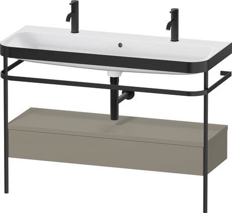c-bonded set with metal console and drawer, HP4764O92920000 Stone grey Satin Matt, Lacquer, Shelf material: Highly compressed MDF panel