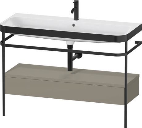 c-bonded set with metal console and drawer, HP4744O92920000 Stone grey Satin Matt, Lacquer, Shelf material: Highly compressed MDF panel