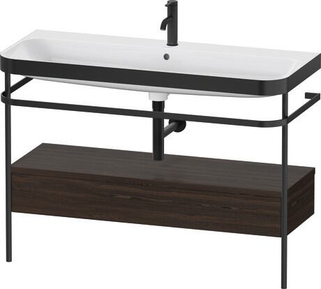 c-bonded set with metal console and drawer, HP4744O69690000 Brushed walnut Matt, Real wood veneer, Shelf material: Highly compressed three-layer chipboard
