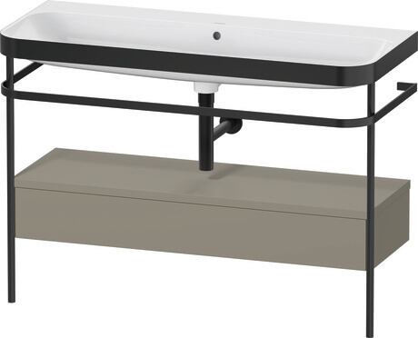 c-bonded set with metal console and drawer, HP4744N92920000 Stone grey Satin Matt, Lacquer, Shelf material: Highly compressed MDF panel