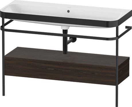 c-bonded set with metal console and drawer, HP4744N69690000 Brushed walnut Matt, Real wood veneer, Shelf material: Highly compressed three-layer chipboard