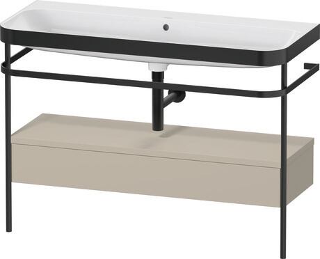 c-bonded set with metal console and drawer, HP4744N60600000 taupe Satin Matt, Lacquer, Shelf material: Highly compressed MDF panel