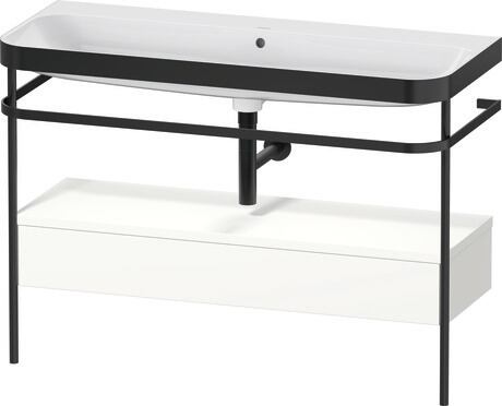 c-bonded set with metal console and drawer, HP4744N36360000 White Satin Matt, Lacquer, Shelf material: Highly compressed MDF panel